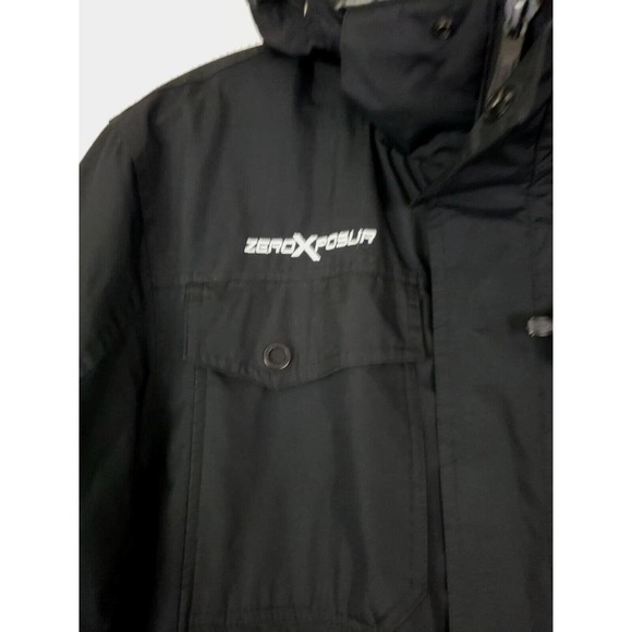 Zero X Posur ~Men's Size L~ Black Zip Front Drawstring Winter Jacket Hoded. - Picture 6 of 12